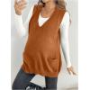 image:imageMakeMeChic Womens Maternity Sweater Vest V Neck Sleeveless Pregnancy Sweaters TopsCoffee Brown