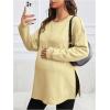 image:imageMakeMeChic Womens Maternity Sweatshirt Round Neck Long Sleeve Split Pregnancy Shirt Fall Maternity Clothes TopsApricot
