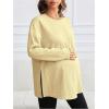 image:imageMakeMeChic Womens Maternity Sweatshirt Round Neck Long Sleeve Split Pregnancy Shirt Fall Maternity Clothes TopsApricot