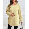 image:imageMakeMeChic Womens Maternity Sweatshirt Round Neck Long Sleeve Split Pregnancy Shirt Fall Maternity Clothes TopsApricot