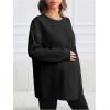 image:imageMakeMeChic Womens Maternity Sweatshirt Round Neck Long Sleeve Split Pregnancy Shirt Fall Maternity Clothes TopsBlack