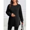 image:imageMakeMeChic Womens Maternity Sweatshirt Round Neck Long Sleeve Split Pregnancy Shirt Fall Maternity Clothes TopsBlack