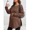 image:imageMakeMeChic Womens Maternity Sweatshirt Round Neck Long Sleeve Split Pregnancy Shirt Fall Maternity Clothes TopsBrown