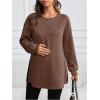 image:imageMakeMeChic Womens Maternity Sweatshirt Round Neck Long Sleeve Split Pregnancy Shirt Fall Maternity Clothes TopsBrown