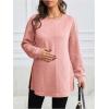 image:imageMakeMeChic Womens Maternity Sweatshirt Round Neck Long Sleeve Split Pregnancy Shirt Fall Maternity Clothes TopsPink