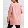 image:imageMakeMeChic Womens Maternity Sweatshirt Round Neck Long Sleeve Split Pregnancy Shirt Fall Maternity Clothes TopsPink