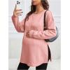 image:imageMakeMeChic Womens Maternity Sweatshirt Round Neck Long Sleeve Split Pregnancy Shirt Fall Maternity Clothes TopsPink