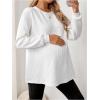 image:imageMakeMeChic Womens Maternity Sweatshirt Round Neck Long Sleeve Split Pregnancy Shirt Fall Maternity Clothes TopsWhite