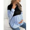 image:imageMakeMeChic Womens Maternity Sweatshirt Striped Crew Neck Long Sleeve Pregnancy Pullover TopsBlack
