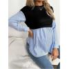 image:imageMakeMeChic Womens Maternity Sweatshirt Striped Crew Neck Long Sleeve Pregnancy Pullover TopsBlack