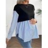 image:imageMakeMeChic Womens Maternity Sweatshirt Striped Crew Neck Long Sleeve Pregnancy Pullover TopsBlack