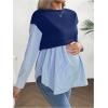 image:imageMakeMeChic Womens Maternity Sweatshirt Striped Crew Neck Long Sleeve Pregnancy Pullover TopsBlue