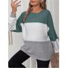 image:imageMakeMeChic Womens Maternity T Shirt Color Block Long Sleeve Round Neck Pregnancy Tee TopMulticolor