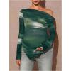 image:imageMakeMeChic Womens Maternity T Shirt Spring Tie Dye Asymmetrical Lettuce Trim Long Sleeve Pregnancy TopsGreen