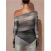 image:imageMakeMeChic Womens Maternity T Shirt Spring Tie Dye Asymmetrical Lettuce Trim Long Sleeve Pregnancy TopsGrey