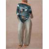 image:imageMakeMeChic Womens Maternity T Shirt Spring Tie Dye Asymmetrical Lettuce Trim Long Sleeve Pregnancy TopsMulticolor