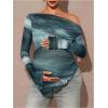 image:imageMakeMeChic Womens Maternity T Shirt Spring Tie Dye Asymmetrical Lettuce Trim Long Sleeve Pregnancy TopsMulticolor