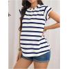 image:imageMakeMeChic Womens Maternity T Shirt Striped Cap Sleeve Crew Neck Pregnancy Tee TopsBlue