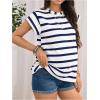image:imageMakeMeChic Womens Maternity T Shirt Striped Cap Sleeve Crew Neck Pregnancy Tee TopsBlue
