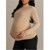 image:imageMakeMeChic Womens Maternity Tee Shirt Glitter Rhinestone Mock Neck Long Sleeve Fall Pregnancy TopsKhaki