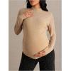 image:imageMakeMeChic Womens Maternity Tee Shirt Glitter Rhinestone Mock Neck Long Sleeve Fall Pregnancy TopsKhaki