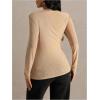 image:imageMakeMeChic Womens Maternity Tee Shirt Glitter Rhinestone Mock Neck Long Sleeve Fall Pregnancy TopsKhaki