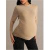 image:imageMakeMeChic Womens Maternity Tee Shirt Glitter Rhinestone Mock Neck Long Sleeve Fall Pregnancy TopsKhaki