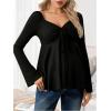 image:imageMakeMeChic Womens Maternity Tee Tops Sweetheart Ruched Drawstring Ruffle Long Sleeve T ShirtBlack