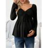 image:imageMakeMeChic Womens Maternity Tee Tops Sweetheart Ruched Drawstring Ruffle Long Sleeve T ShirtBlack