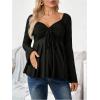 image:imageMakeMeChic Womens Maternity Tee Tops Sweetheart Ruched Drawstring Ruffle Long Sleeve T ShirtBlack