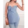 image:imageMakeMeChic Womens Maternity Tube Top Striped Strapless Ruffle Trim Summer Pregnancy Bandeau ShirtBlue and White