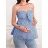 image:imageMakeMeChic Womens Maternity Tube Top Striped Strapless Ruffle Trim Summer Pregnancy Bandeau ShirtBlue and White
