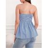 image:imageMakeMeChic Womens Maternity Tube Top Striped Strapless Ruffle Trim Summer Pregnancy Bandeau ShirtBlue and White