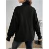 image:imageMakeMeChic Womens Maternity Turtleneck Sweater Cold Shoulder Mock Neck Long Sleeve Pullover Knit TopsBlack