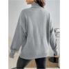 image:imageMakeMeChic Womens Maternity Turtleneck Sweater Cold Shoulder Mock Neck Long Sleeve Pullover Knit TopsGrey