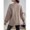 image:imageMakeMeChic Womens Maternity Turtleneck Sweater Cold Shoulder Mock Neck Long Sleeve Pullover Knit TopsKhaki