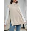 image:imageMakeMeChic Womens Maternity Turtleneck Sweater Vest Tops Mock Neck Sleeveless Slit Hem Pregnancy Knit SweaterApricot