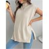image:imageMakeMeChic Womens Maternity Turtleneck Sweater Vest Tops Mock Neck Sleeveless Slit Hem Pregnancy Knit SweaterApricot