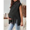 image:imageMakeMeChic Womens Maternity Turtleneck Sweater Vest Tops Mock Neck Sleeveless Slit Hem Pregnancy Knit SweaterBlack