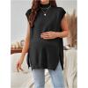 image:imageMakeMeChic Womens Maternity Turtleneck Sweater Vest Tops Mock Neck Sleeveless Slit Hem Pregnancy Knit SweaterBlack