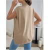 image:imageMakeMeChic Womens Maternity Turtleneck Sweater Vest Tops Mock Neck Sleeveless Slit Hem Pregnancy Knit SweaterChampagne