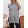 image:imageMakeMeChic Womens Maternity Turtleneck Sweater Vest Tops Mock Neck Sleeveless Slit Hem Pregnancy Knit SweaterDark Grey