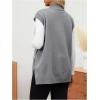 image:imageMakeMeChic Womens Maternity Turtleneck Sweater Vest Tops Mock Neck Sleeveless Slit Hem Pregnancy Knit SweaterDark Grey