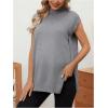 image:imageMakeMeChic Womens Maternity Turtleneck Sweater Vest Tops Mock Neck Sleeveless Slit Hem Pregnancy Knit SweaterDark Grey