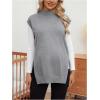 image:imageMakeMeChic Womens Maternity Turtleneck Sweater Vest Tops Mock Neck Sleeveless Slit Hem Pregnancy Knit SweaterDark Grey