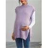 image:imageMakeMeChic Womens Maternity Turtleneck Sweater Vest Tops Mock Neck Sleeveless Slit Hem Pregnancy Knit SweaterPurple