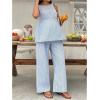 image:imageMakeMeChic Womens Maternity Two Piece Outfits Striped Crew Neck Sleeveless Tank Top and Pants Pregnancy SetsBlue