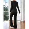 image:imageMakeMeChic Womens Maternity Two Piece Sets Crew Neck Long Sleeve Blouse and Flared Leg Pants Pregnancy OutfitsBlack