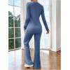 image:imageMakeMeChic Womens Maternity Two Piece Sets Crew Neck Long Sleeve Blouse and Flared Leg Pants Pregnancy OutfitsBlue