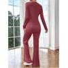 image:imageMakeMeChic Womens Maternity Two Piece Sets Crew Neck Long Sleeve Blouse and Flared Leg Pants Pregnancy OutfitsHot Pink